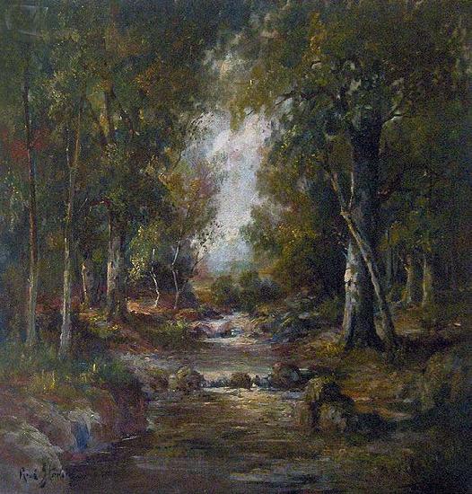 unknow artist River in a forest Norge oil painting art